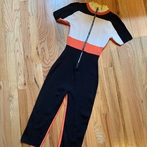 Black/coral/white jumpsuit/bodysuit  size S